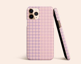Pink Diamond Check Phone Case Purple Checkered iPhone 14 Case Pastel iPhone 13 Case Aesthetic iPhone 12 Case iPhone 11 Case Galaxy S23 Case