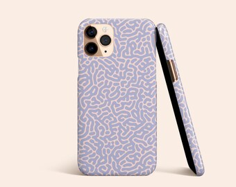 Pastel Squiggles Phone Case, Purple Turing Abstract Design, Pink Protective Hard Cover