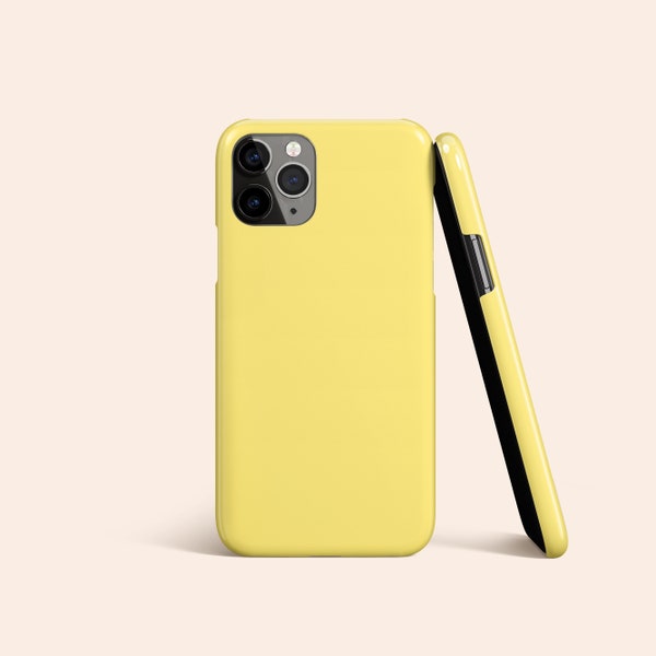 Lemon Yellow Phone Case, Solid Color iPhone 15 Case, Minimal iPhone 14, Glossy iPhone 13, Matte iPhone 12 Pro Max, Tough Protective Cover