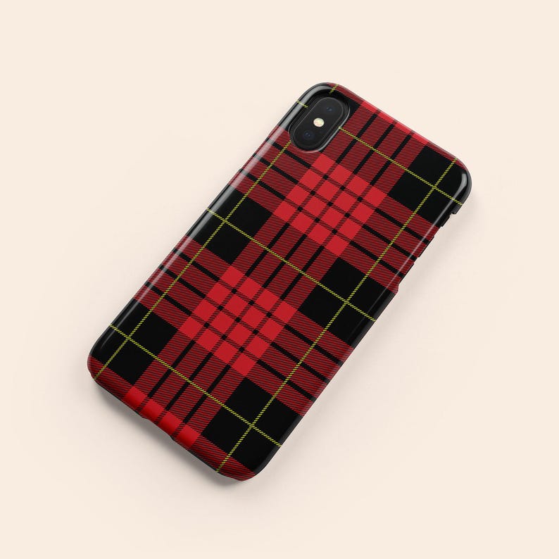 Red Tartan Plaid Phone Case, Classic Scottish Check Pattern, Preppy Design Style, Protective Cover for iPhone, Galaxy and Pixel image 6