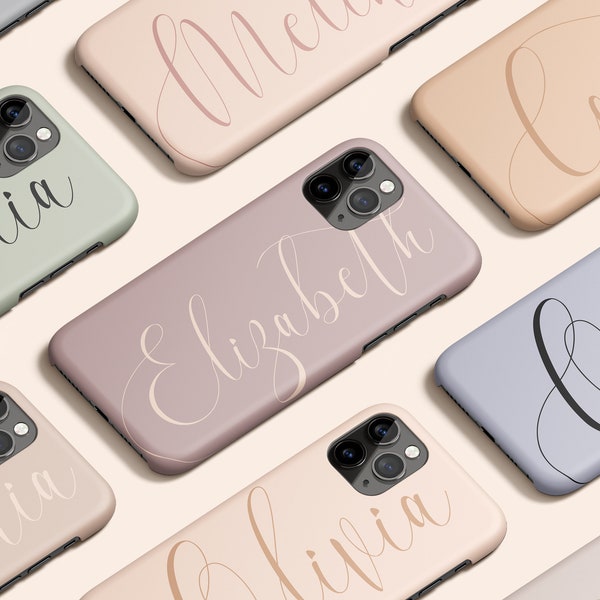 Dusty Pastel Neutral Personalized Phone Case | Custom Name iPhone 13 Case | Cursive Font iPhone 12 Case | iPhone 11 Case | iPhone XR Case