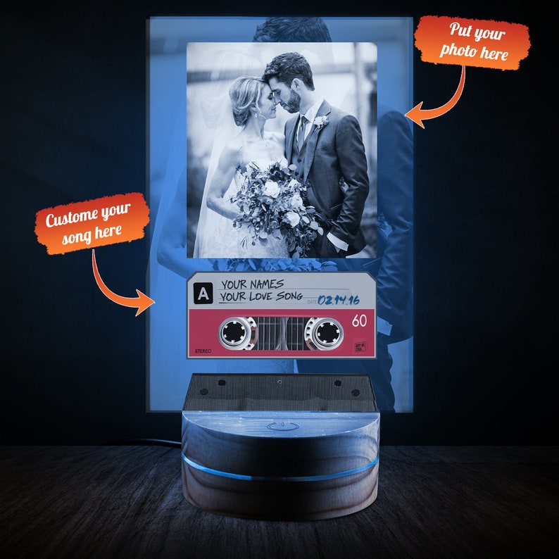 Personalized UV Printed Led Lamp With Spotify Code Custom Cover Desk Lamp Husband Wife Lamp Spotify Album Song Valentines Day Gifts
