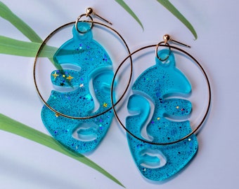 Boucles d’oreilles Glow in the dark Abstract Face |  Picasso Face Boucles d’oreilles | Boucles d’oreilles géométriques pour le visage