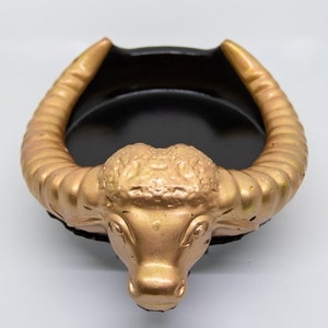 Tête de taureau avec bol en plâtre cornes détenteur de la clé Bull de bol à décor gothique Cendrier de taureau Bibelot Porte-bijoux Boîte de rangement image 4