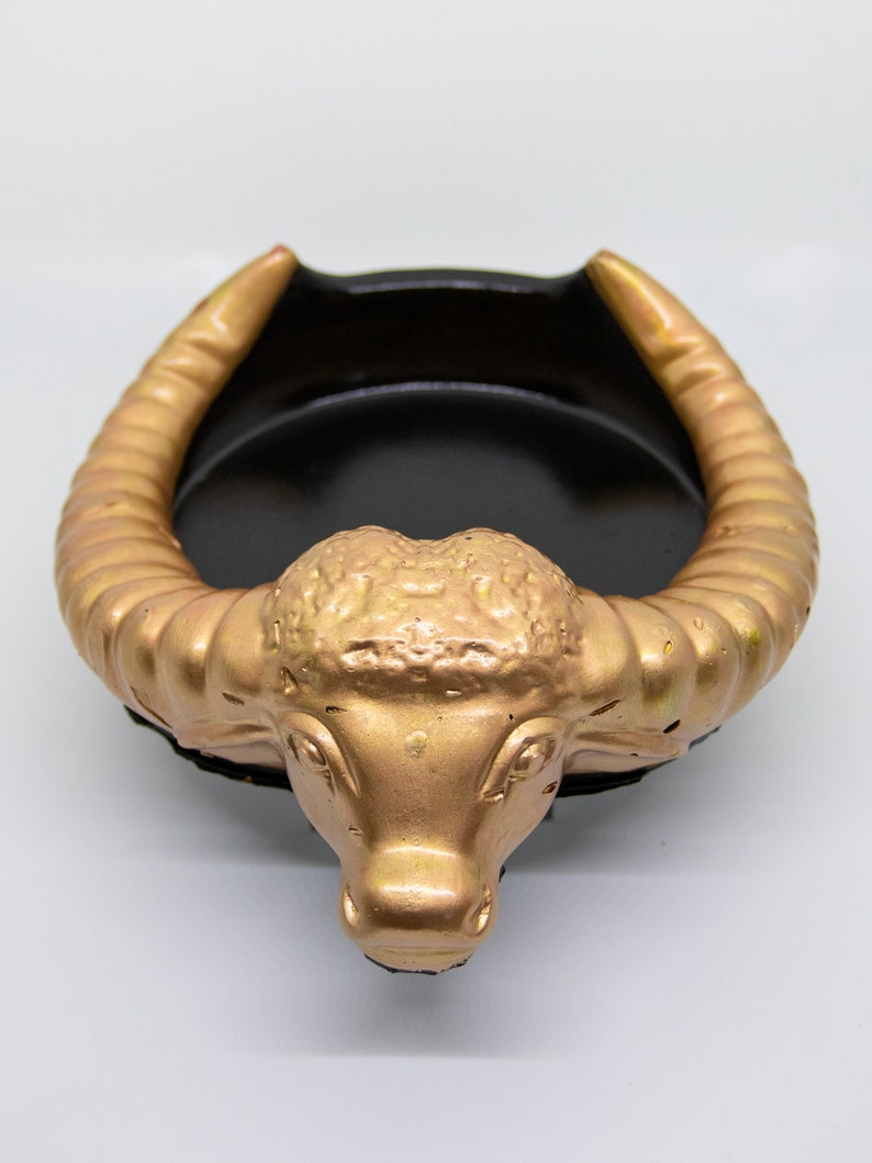 Tête de taureau avec bol en plâtre cornes détenteur de la clé Bull de bol à décor gothique Cendrier de taureau Bibelot Porte-bijoux Boîte de rangement image 4