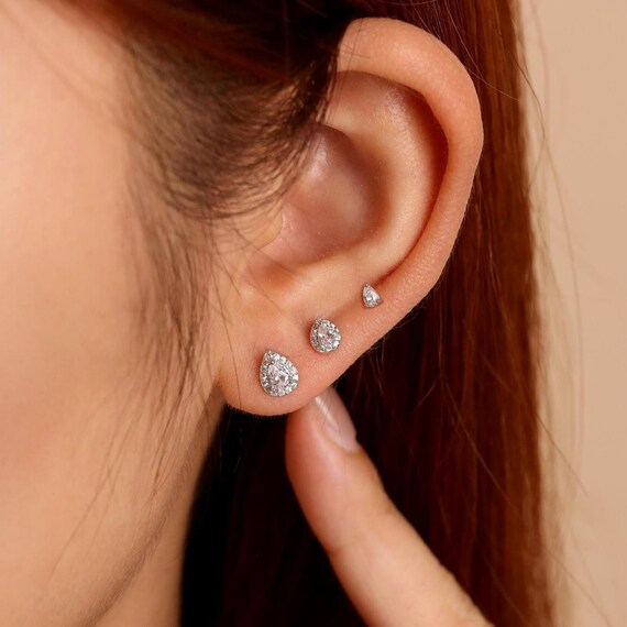 Orecchini a bottone con diamanti di lusso in argento Sterling S925 da donna Alib