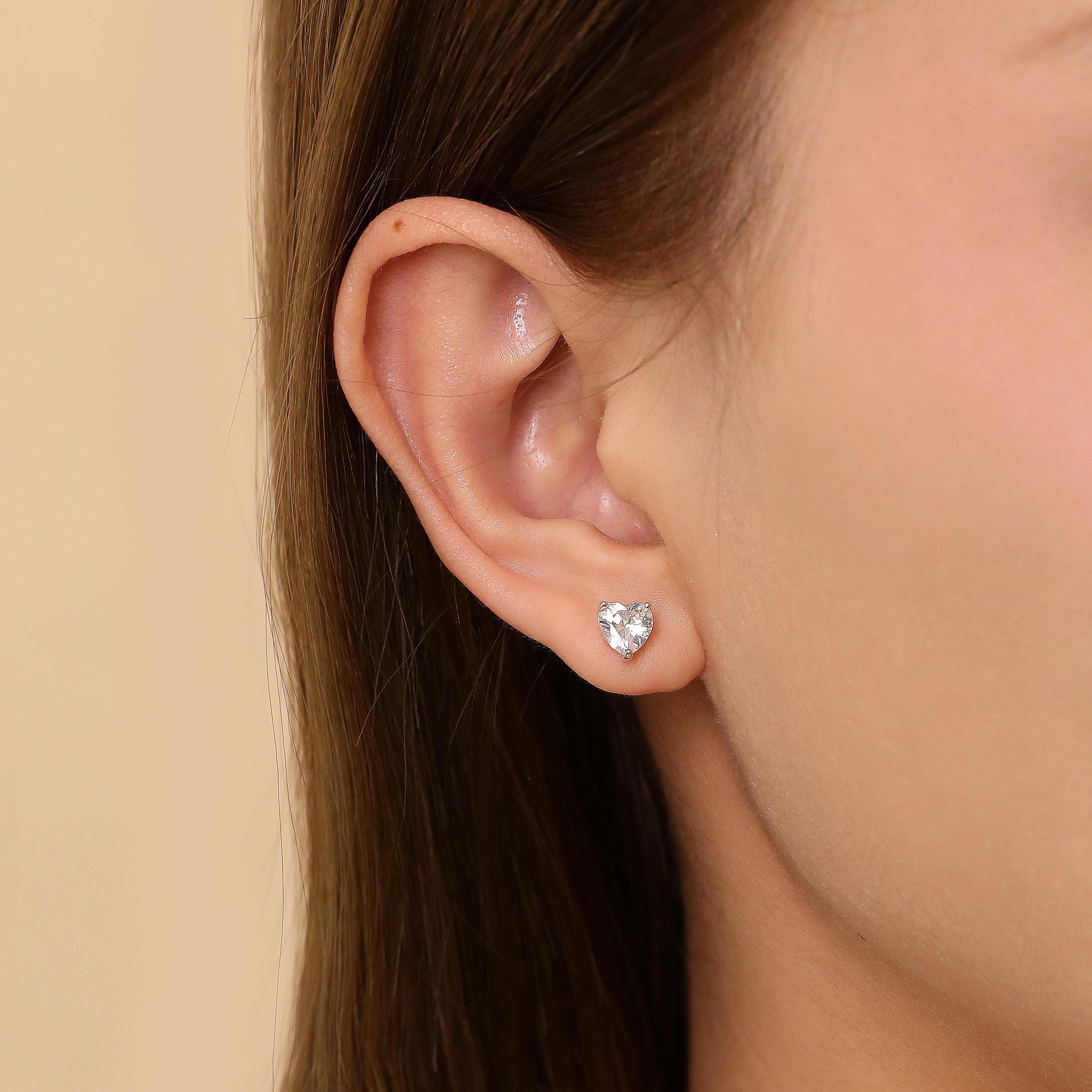 Heart Bow Ear Jacket Earrings, S925 Silver & Gold Dainty