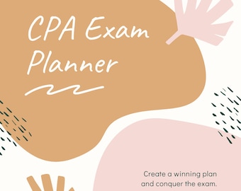 Printable PDF CPA Exam Planner, Planner to Pass the CPA, Certified Public Accountant Exam Preparation, Exam Accounting Student