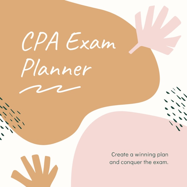 Printable PDF CPA Exam Planner, Planner to Pass the CPA, Certified Public Accountant Exam Preparation, Exam Accounting Student