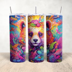 Floral Bear Tumbler Wrap, Colorful Bear Tumbler PNG, Tumbler Sublimation, Bear Tumbler Design, Tumbler Design, Digital Download
