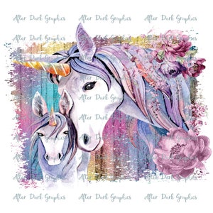 Unicorn Sublimation Design, Unicorn Mom and Me Printable PNG Design, Fairy Tale Digital Design, Unicorn Horse Sublimation PNG