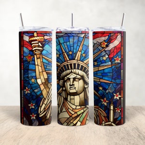 Statue of Liberty Tumbler Wrap, American Flag 20 oz Patriotic Tumbler Wrap, Tumbler Sublimation, Tumbler Wrap Design, Digital Download