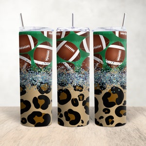 Leopard Print Football Tumbler Wrap, Football Sublimation 20oz Tumbler Wrap, Football Background, 20oz Tumbler Design, Tumbler Sublimation