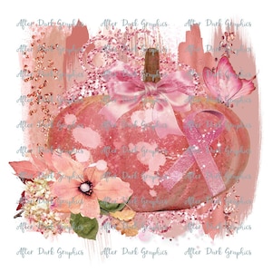Breast Cancer Awareness Pumpkin Sublimation Design, Fall Pink Ribbon PNG Design, Awareness Printable Design, Breast Cancer Pink Ribbon