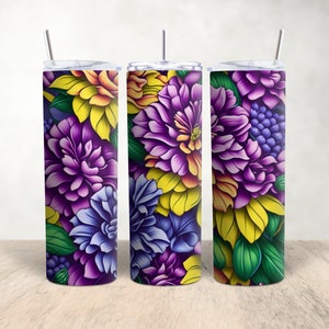 Lilac Tumbler Wrap, Colorful Flower Digital Design, Floral Tumbler Wrap, Lilac Digital Design, Flower Tumbler Wrap, Digital Download