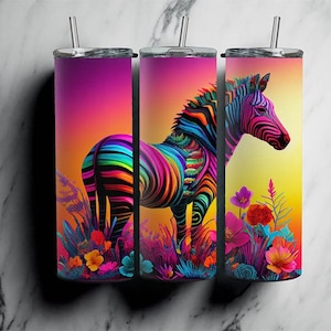 Zebra Tumbler Png, Rainbow Zebra Tumbler Wrap, Colorful Tumbler Design, Rainbow Zebra Tumbler PNG Design, 20oz Tumbler Printable Design