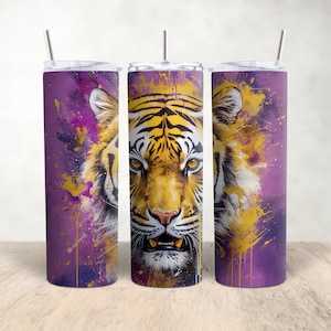 Paars en goud Tijger Tumbler Design Tijger Sublimatie Tumbler Wrap Tijger Sublimatie Design 20oz Tumbler Wrap Tijger Tumbler Wrap
