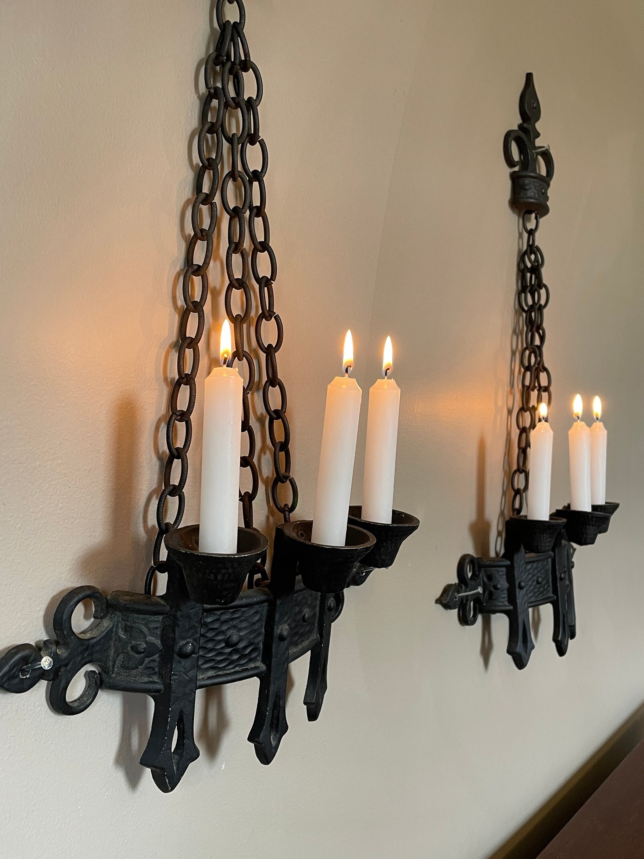 Pair of Vintage Sexton 1967 Hanging Wall Sconces Medieval/goth