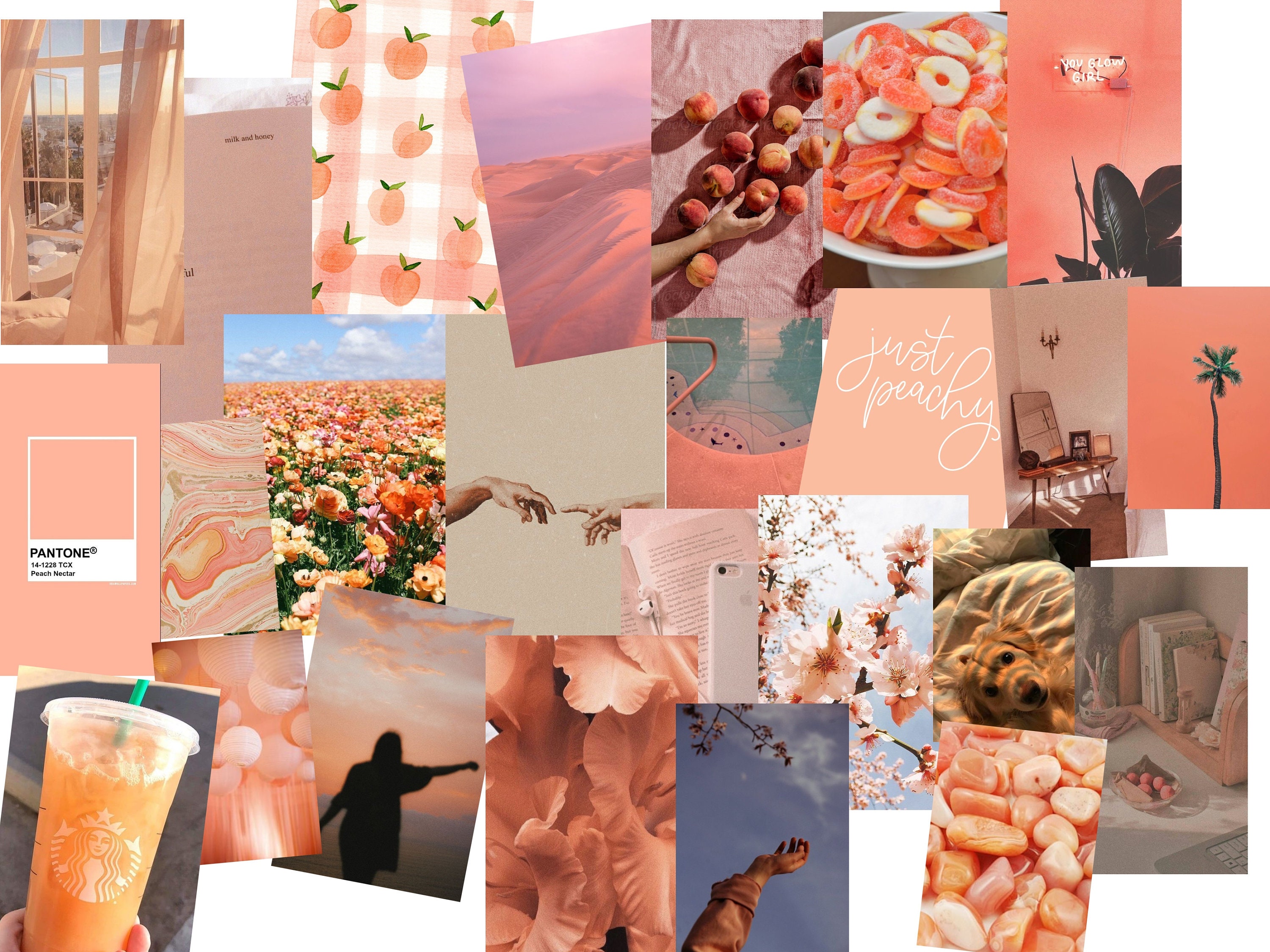 Peach aesthetic wall collage 30 pics | Etsy