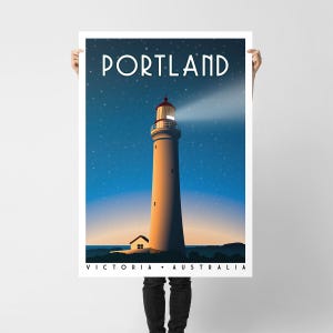 Portland Victoria Print | Cape Nelson Lighthouse Poster | Retro Australia Travel Art | Vintage Coastal Wall Art | Australian Gift | Unframed image 3