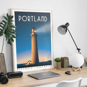 Portland Victoria Print | Cape Nelson Lighthouse Poster | Retro Australia Travel Art | Vintage Coastal Wall Art | Australian Gift | Unframed image 9