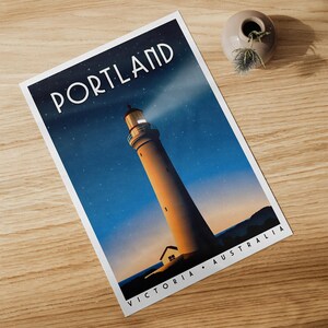 Portland Victoria Print | Cape Nelson Lighthouse Poster | Retro Australia Travel Art | Vintage Coastal Wall Art | Australian Gift | Unframed image 8