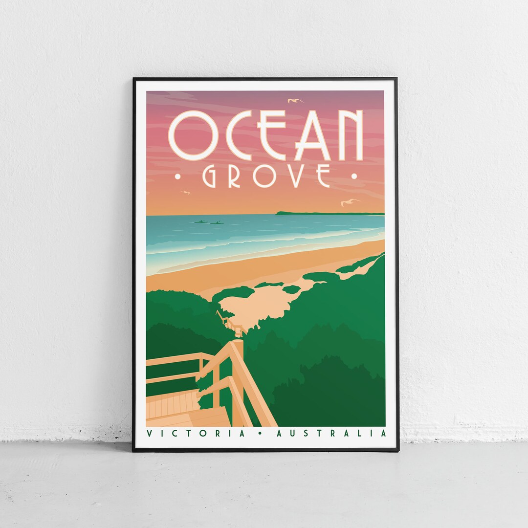 Ocean Grove, Victoria, Australia. Retro Etsy