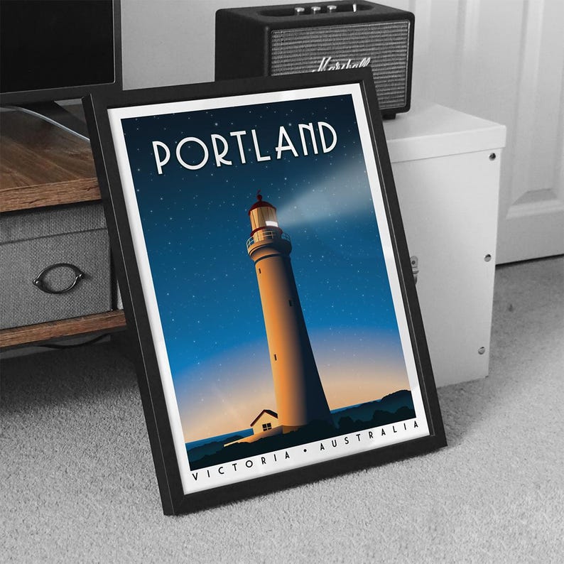 Portland Victoria Print | Cape Nelson Lighthouse Poster | Retro Australia Travel Art | Vintage Coastal Wall Art | Australian Gift | Unframed image 6