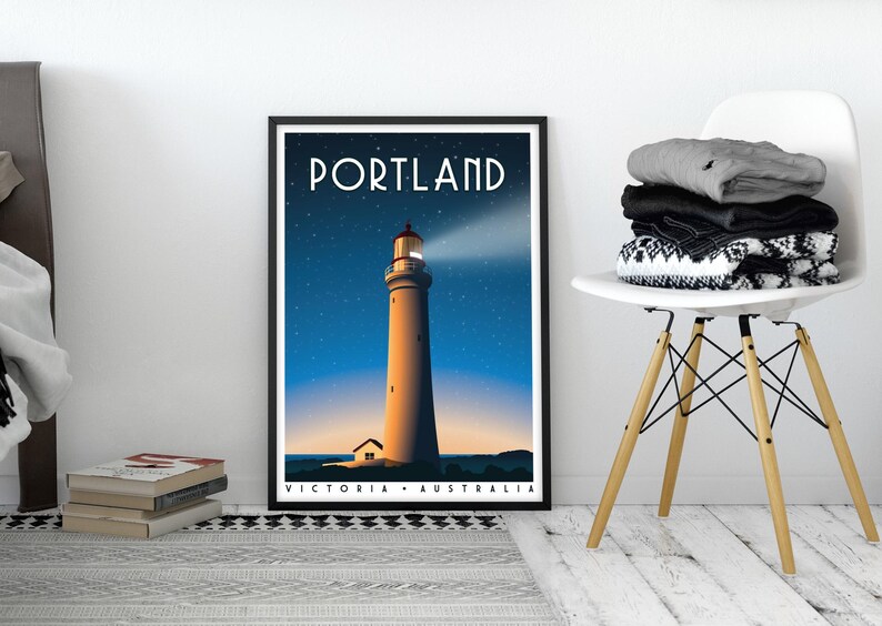 Portland Victoria Print | Cape Nelson Lighthouse Poster | Retro Australia Travel Art | Vintage Coastal Wall Art | Australian Gift | Unframed image 7