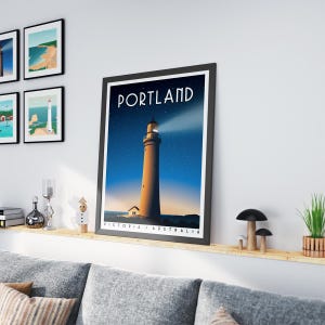 Portland Victoria Print | Cape Nelson Lighthouse Poster | Retro Australia Travel Art | Vintage Coastal Wall Art | Australian Gift | Unframed image 11