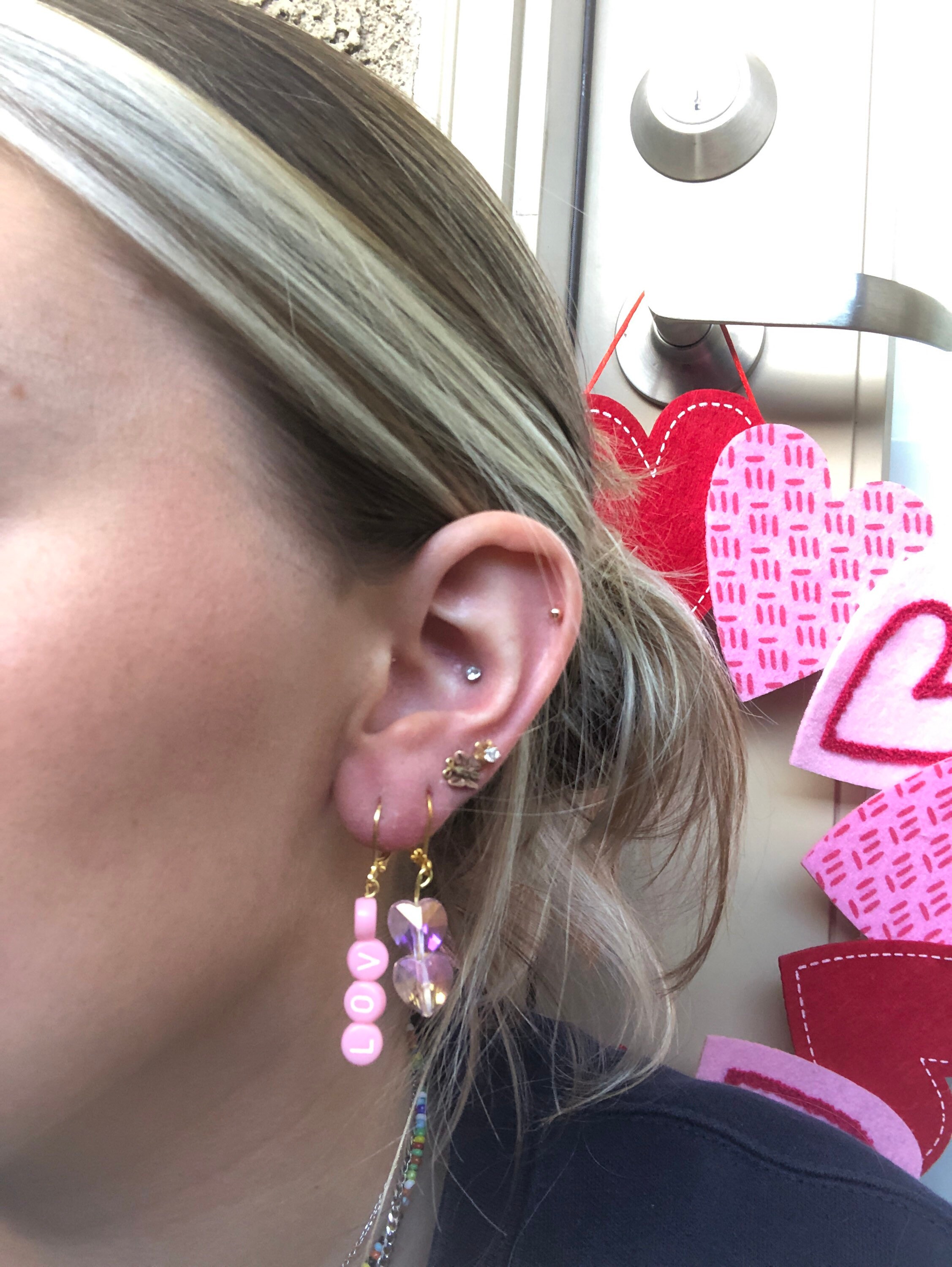 Pink Dangle Earrings Etsy