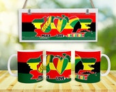 Peace Love Juneteenth Sublimation mug design american flag design printable 11oz and 15oz mug coffee sublimation wrap png file download