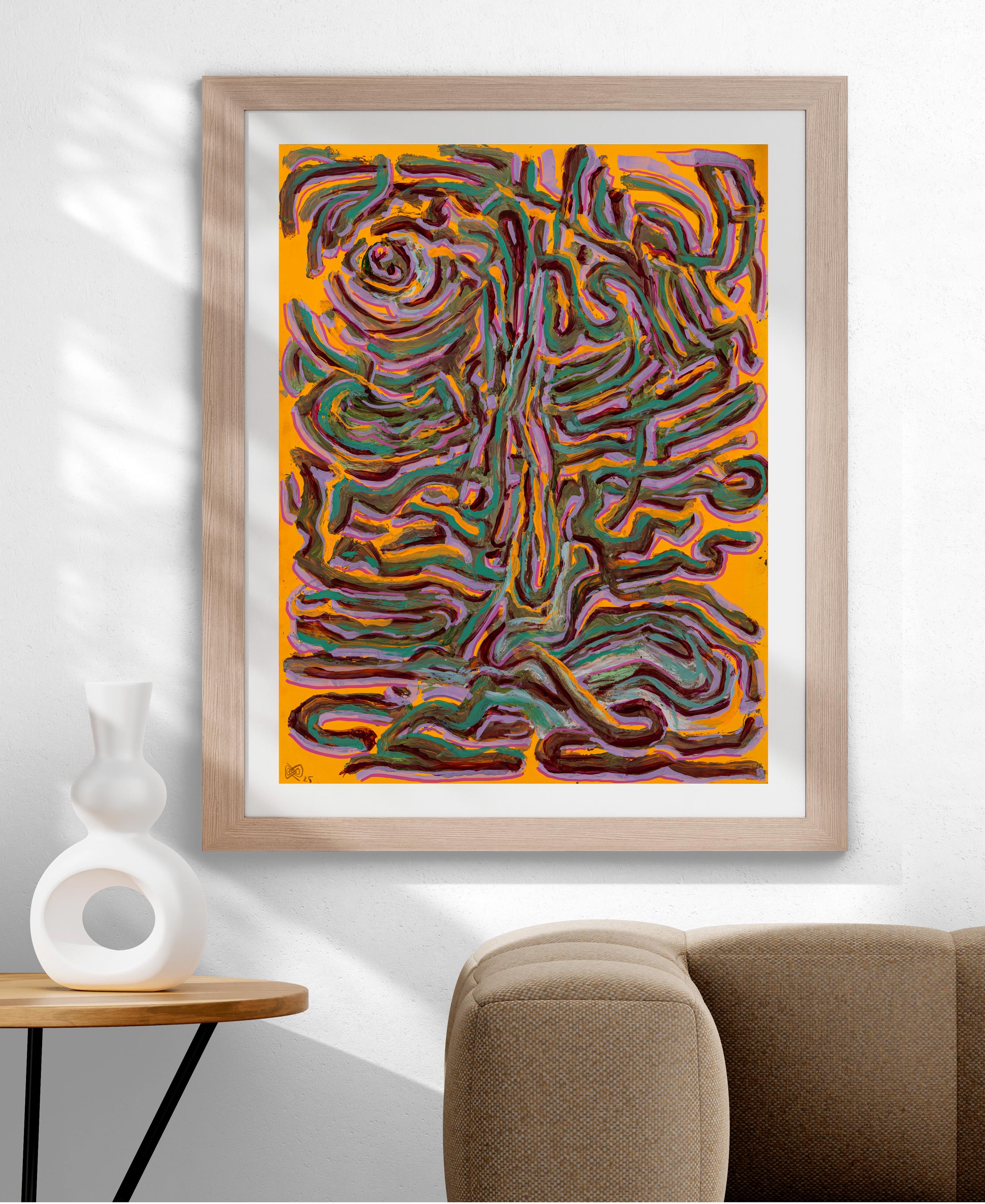 Expressively Rooted Modern Abstract Wall Art – Expressive Organic Composition – Root ...