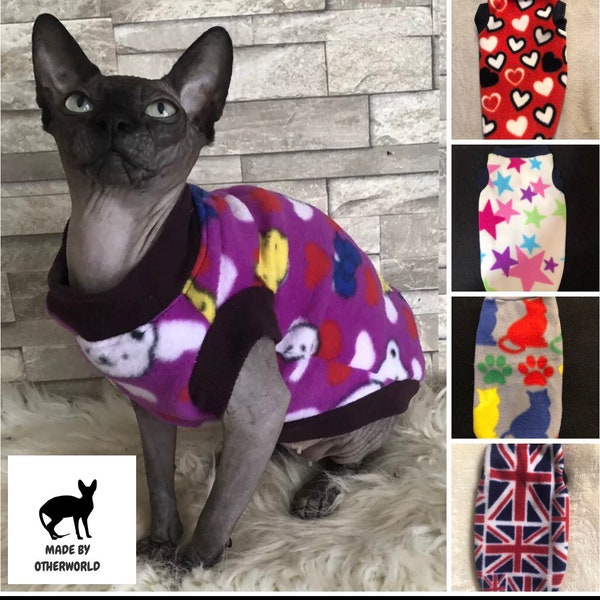 Soft fleece fabric Clothes for Sphynx kittens, Baby Kitten clothes . Outfit for Sphynx kitten