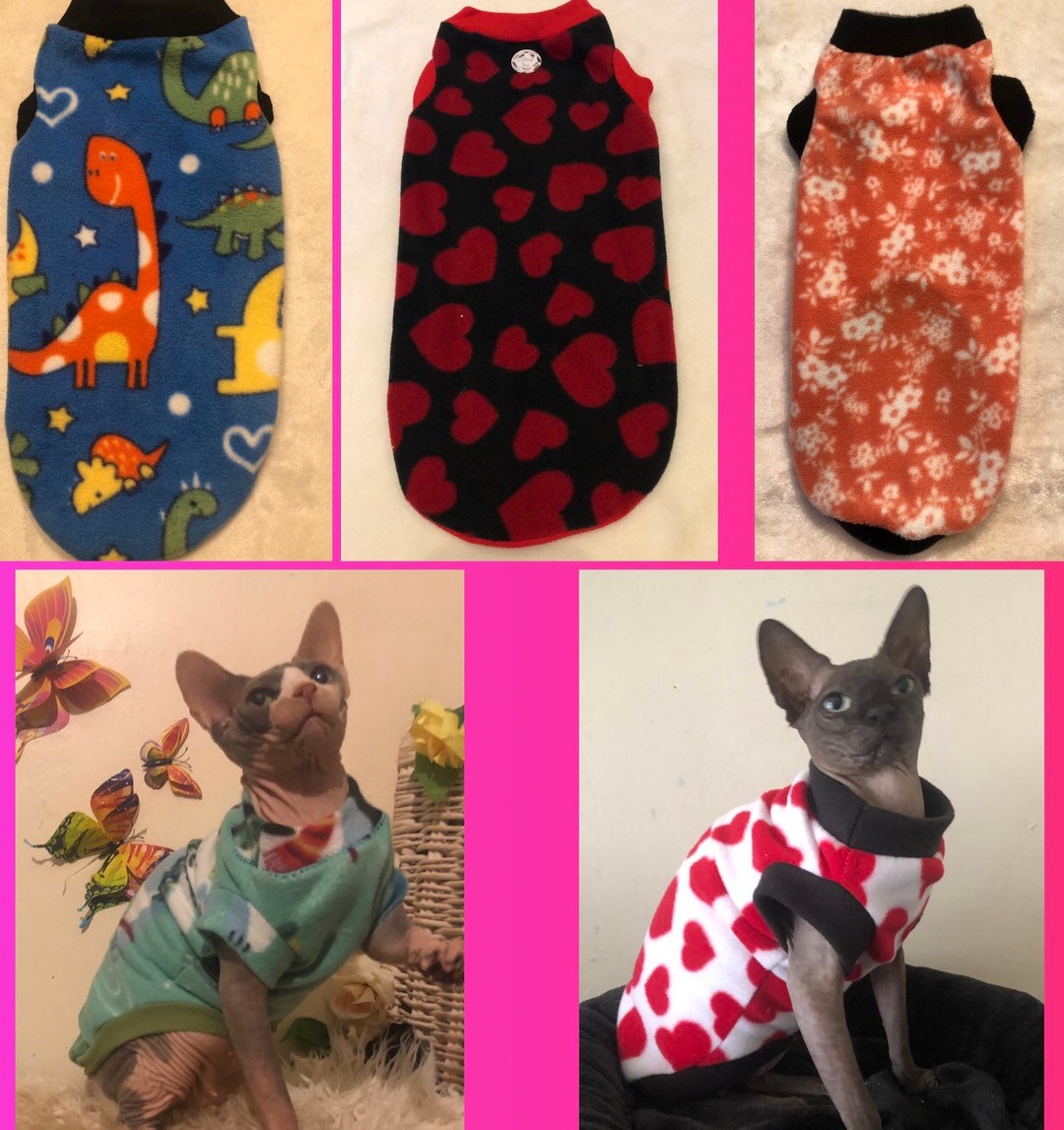3 Warm Handmade Clothes for Sphynx Cats and Other Cats.fleece Etsy