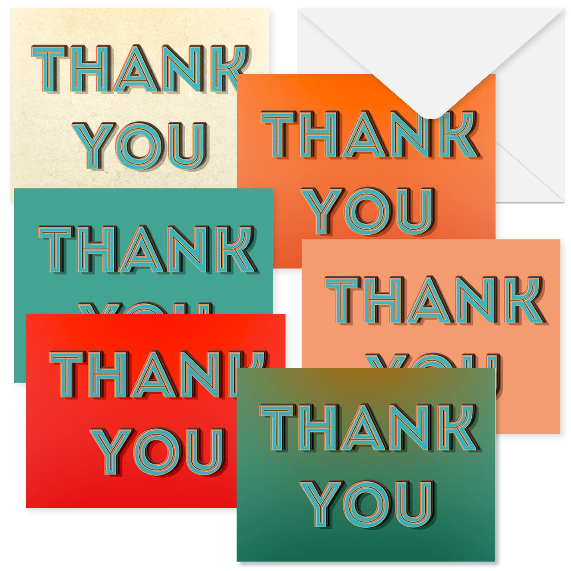 48 Assorted Retro Thank You Cards Boxed Set Made From Recycled Etsy