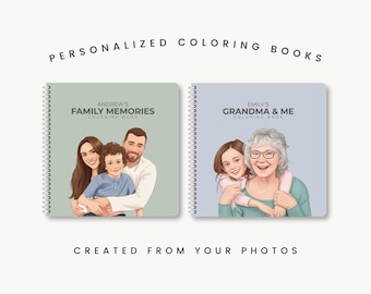 Personalized Photo Coloring Book, Custom Family Keepsake, Mom Dad Grandma Gift