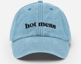 Hot Mess Vintage Dad Hat, Organic Cotton Baseball Cap, Lettering Cap, Minimalist Hat, Fun Saying Hat