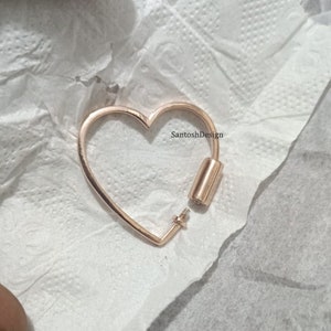 Beautiful Heart 925 Sterling Silver Carabiner Screw Lock Clasp,Designer Heart Silver Carabiner Lock Clasp,Handmade Lock Jewelry