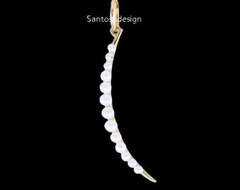 Moon Pearl 925 Sterling Silver Charm Pendant, Handmade Jewelry