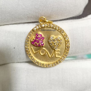 14k Solid Gold Love Heart Ruby Diamond Charm Pendant,Beautiful Heart Love Ruby Diamond 14k Solid Gold Charm Pendant Jewelry,Gift