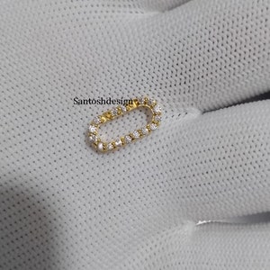 14k Solid Gold Oval Double Sided Diamond Enhancer Lock Clasp,Beautiful Oval Openable Diamond 14k Solid Gold Lock,Handmade Clasp Jewelry