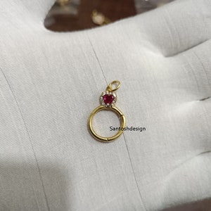Beautiful Round Heart 925 Sterling Silver Ruby Diamond Enhancer Lock,Designer Lock Silver Diamond Ruby Enhancer Lock,Handmade Lock Jewelry