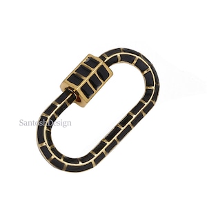 925 Sterling silver Enamel ovel shape Carabiner Lock jewelry, Silver Handade Jewelry