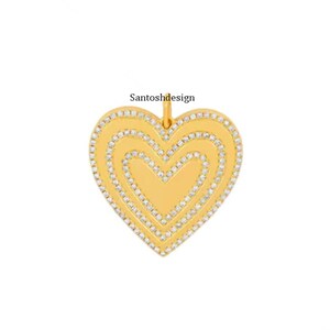 Designer Heart 925 Sterling Silver Diamond Charm Pendant,Beautiful Heart Silver Diamond Charm Pendant,Handmade Pendant Jewelry,Gift