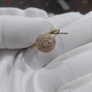 14k Solid Gold Disc Diamond Ring,Beautiful Disc Ring Diamond 14k Solid Gold,Diamond Ring,handmade Ring jewelry,Gift