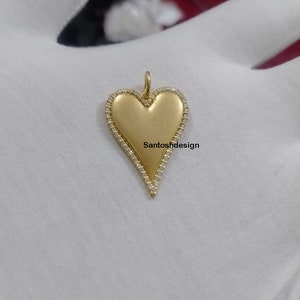 Beautiful Heart Diamond 925 Sterling Silver Charm Pendant,Designer Heart Silver Diamond Charm Pendant,Handmade Pendant Jewelry,Gift