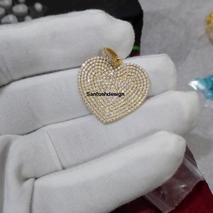 Beautiful Heart Diamond 925 Sterling Silver Charm Pendant,Designer Heart Silver Diamond Charm Pendant,handmade Pendant Jewelry,Gift