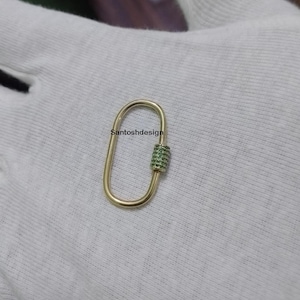 14k Solid Gold Oval Emerald Carabiner Lock Clasp,14k Gold Carabinber Lock,Gemstone Gold Oval Lock Clasp,Handmade Clasp Jewelry