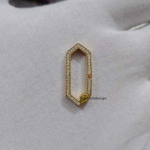 Elongated Hexagon 925 Sterling Silver Diamond Enhancer Lock,Designer Elongated Hexagon Silver Diamond Enhancer Lock,Handmade Lock Jewelry